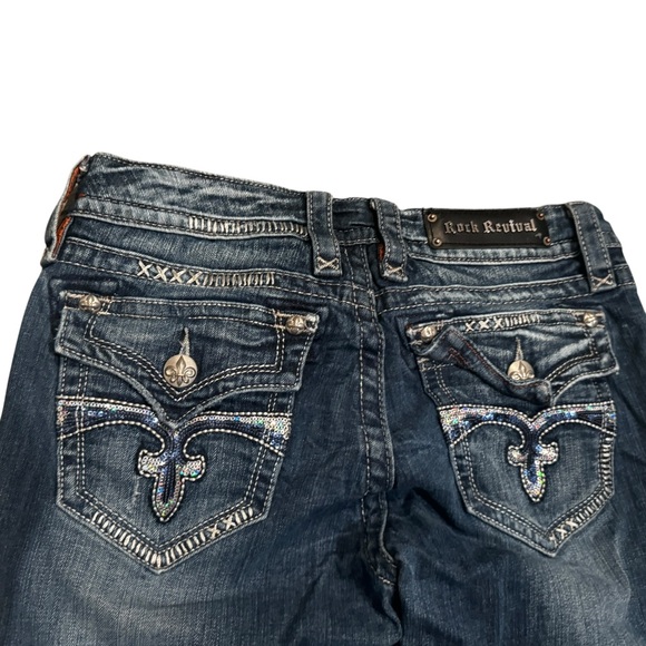 Rock Revival Celine Boot Cut 29 Actual 31 Low Rise Sequins Embellish Denim Jeans - Picture 6 of 11
